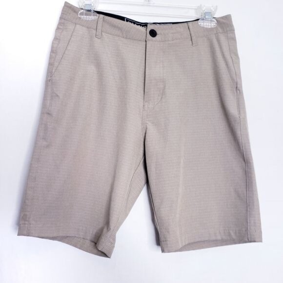 Division Tan Stripe Casual Chino Flat Front Shorts Men's Size 28 - Picture 7 of 7
